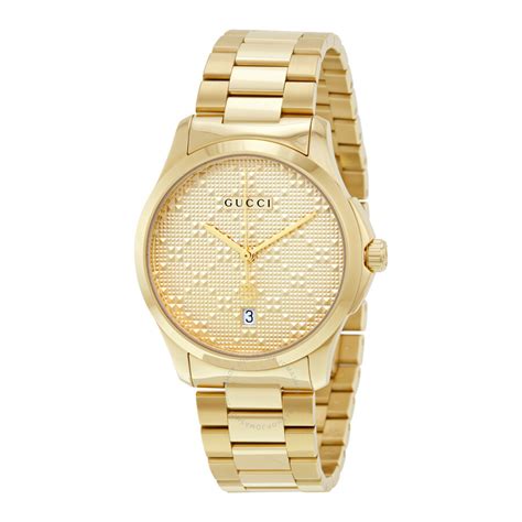 gucci g-timeless gold dial quartz unisex watch ya126461|Gucci bee watch.